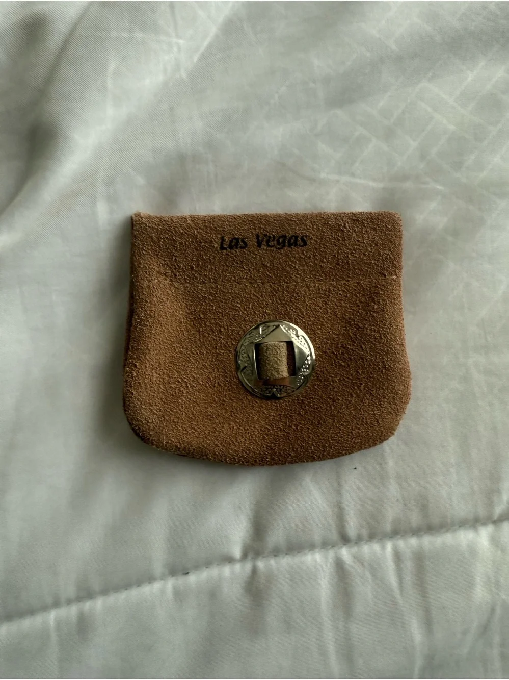 Las Vegas Brown Suede Coin Pouch with Decorative Snap